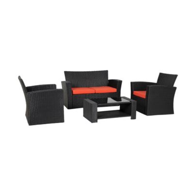 4-Piece Modern Patio Conversation Sofa Set with Cushions