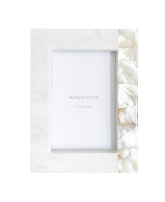 Grey Mother of Pearl White Marble Picture Frame 4x6