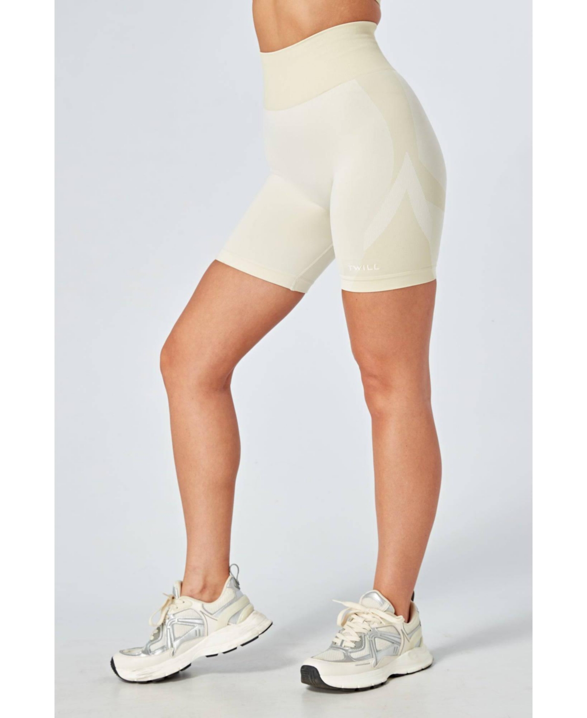 Women's Recycled Colour Block Body Fit Cycling Shorts - Natural