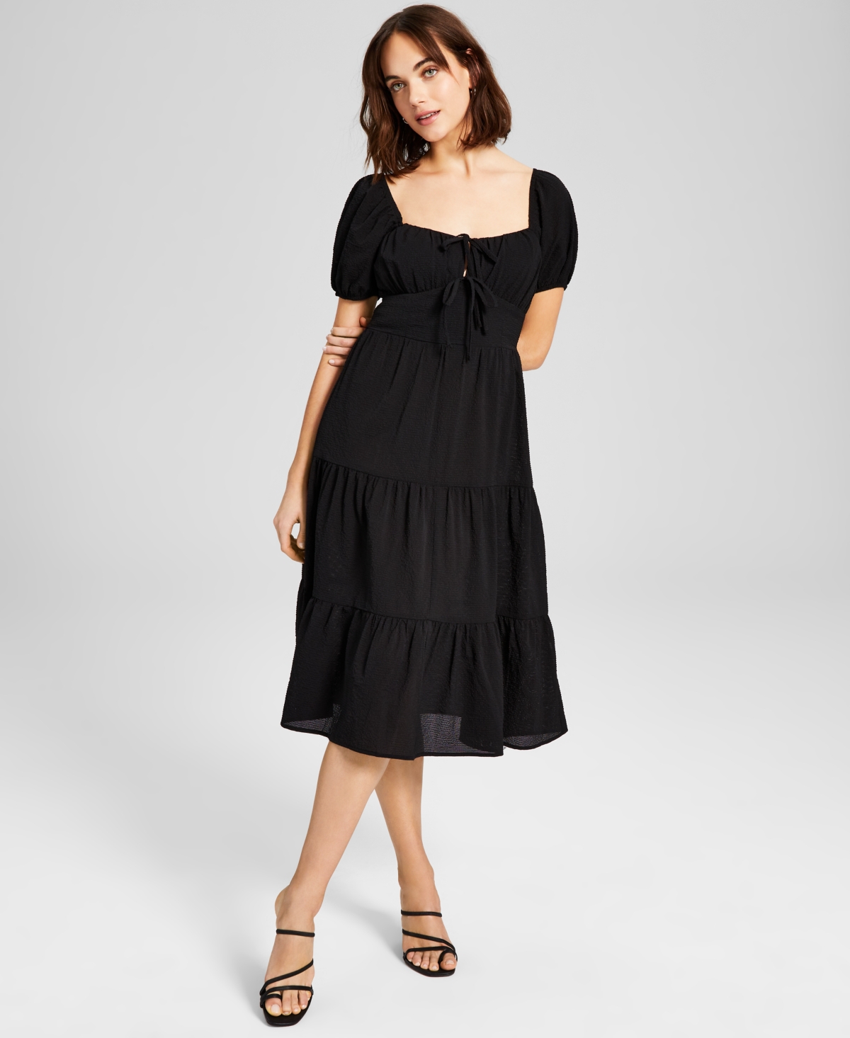 And Now This Women's Milkmaid Tiered Midi Dress In Black
