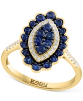 Effy Sapphire (7/8 ct. t.w.) & Diamond (1/5 ct. t.w.) Cluster Ring in 14k Gold - Sapphire