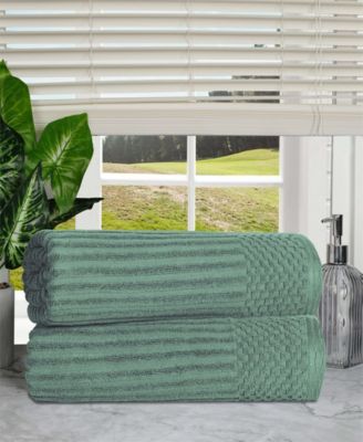 Soho Checkered Border Cotton 2 Piece Bath Sheet Set, 68" x 34"