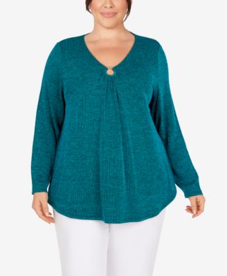 Ruby Plus Size Rib Knit O-Ring Top Macy's
