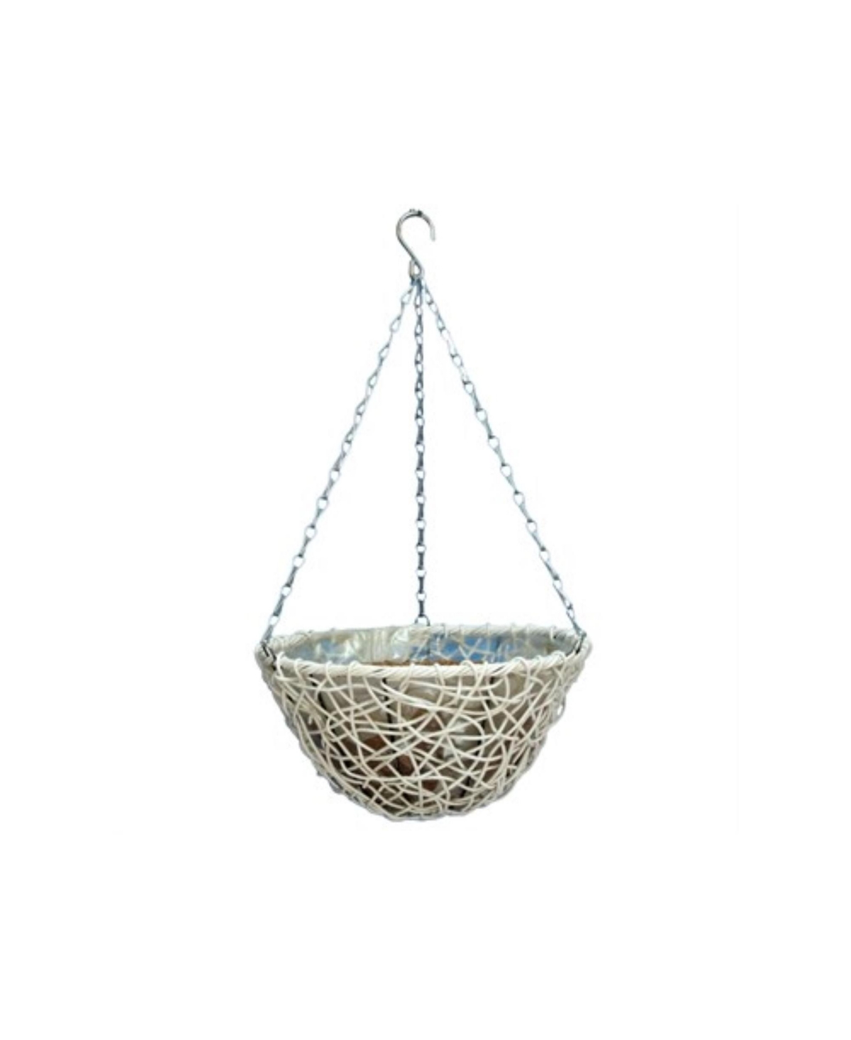 Resin Wicker Hanging Basket, White, 12" - White