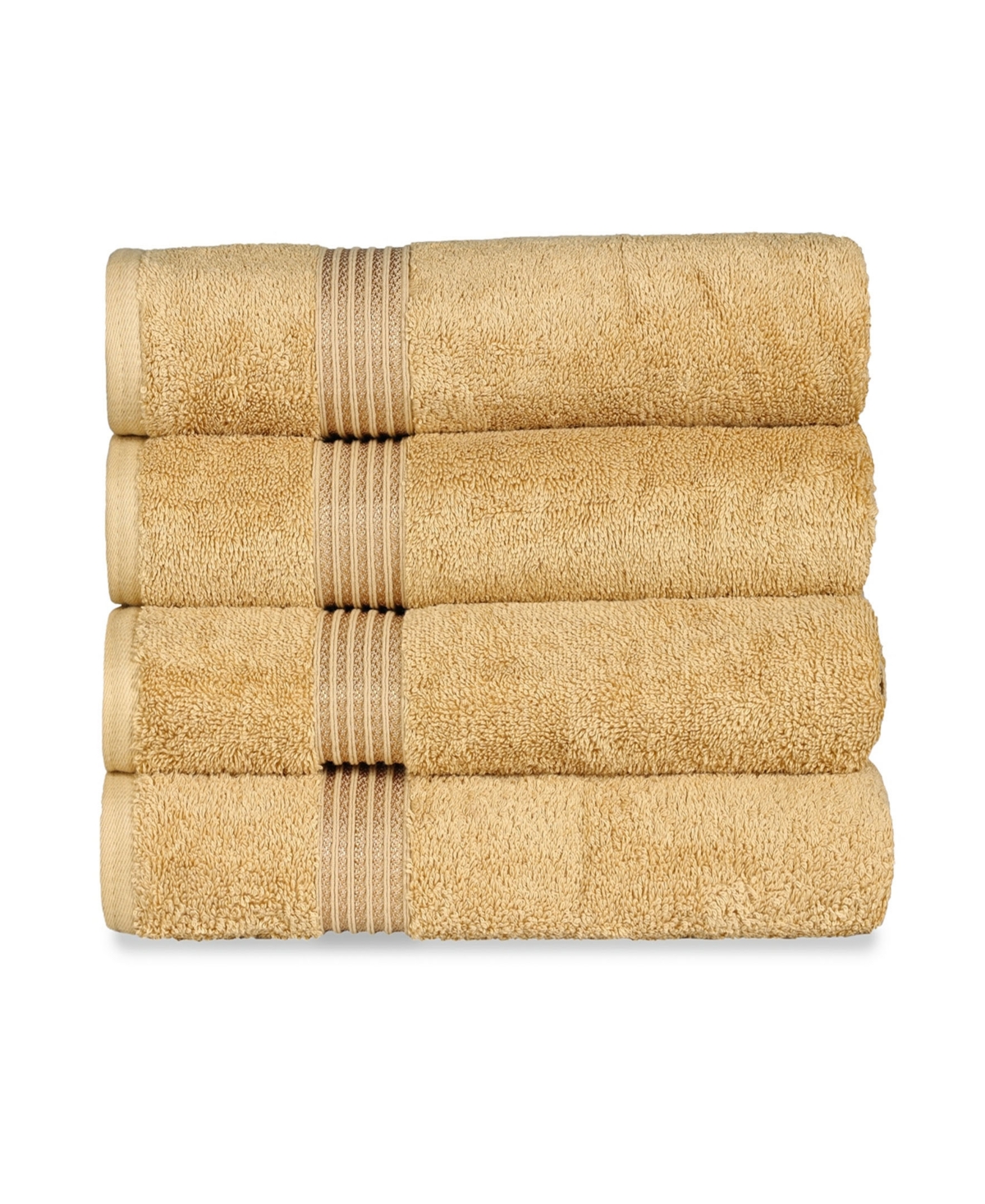 Superior Solid Quick Drying Absorbent 4 Piece Egyptian Cotton Bath Towel Set Bedding In Gold