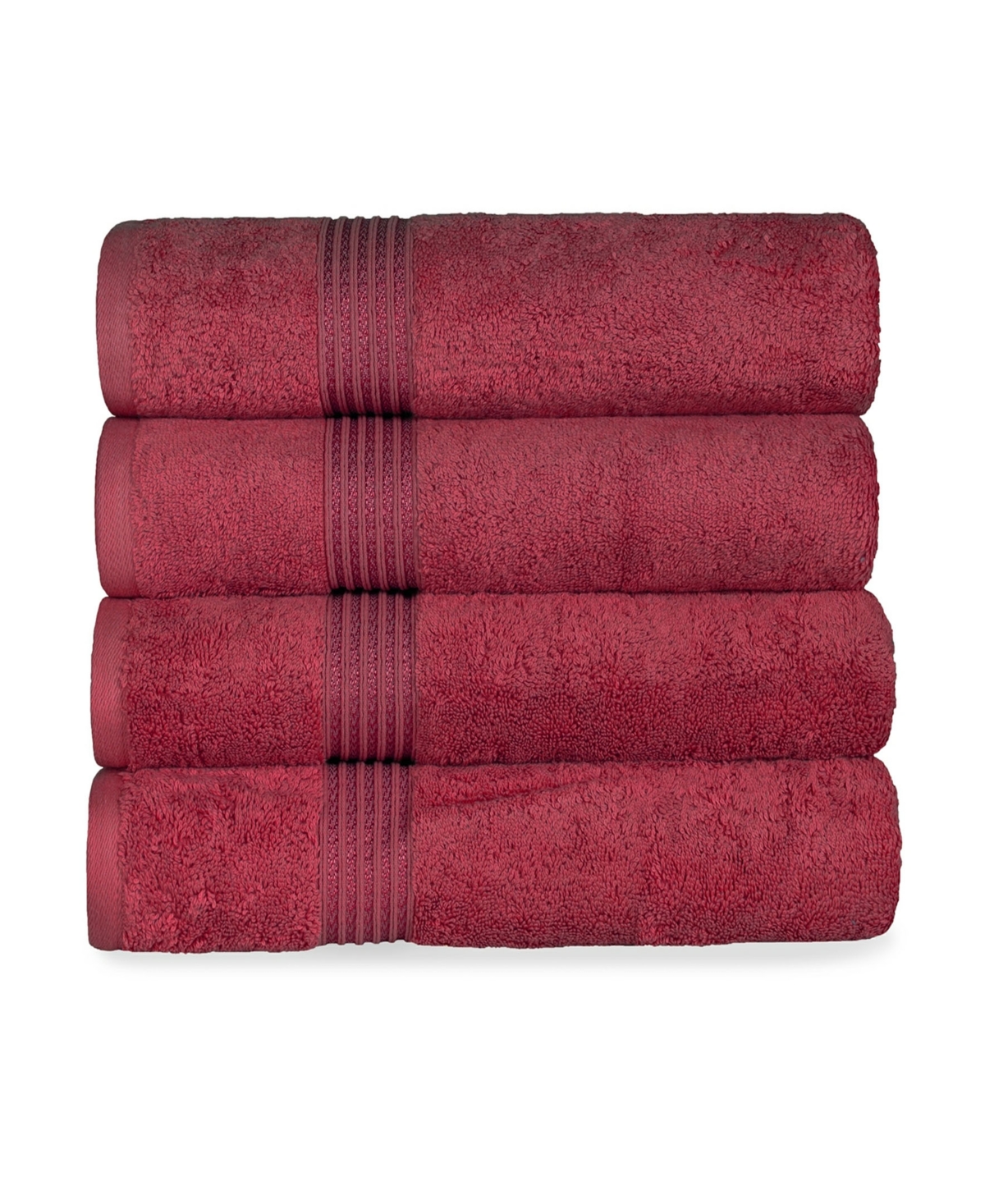 Superior Solid Quick Drying Absorbent 4 Piece Egyptian Cotton Bath Towel Set Bedding In Burgundy