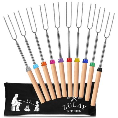 7 Pack Smores Extendable Sticks for Fire Pit - Perfect Smore Skewers & Hot Dog Forks for Campfires, Camping Essentials