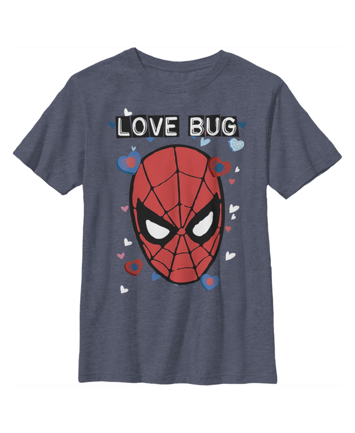 Boy's Marvel Spider-Man Candy Heart Love Bug Child T-Shirt - Navy Blue Heather