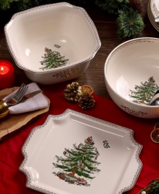 Christmas Tree Gold Square Bowl
