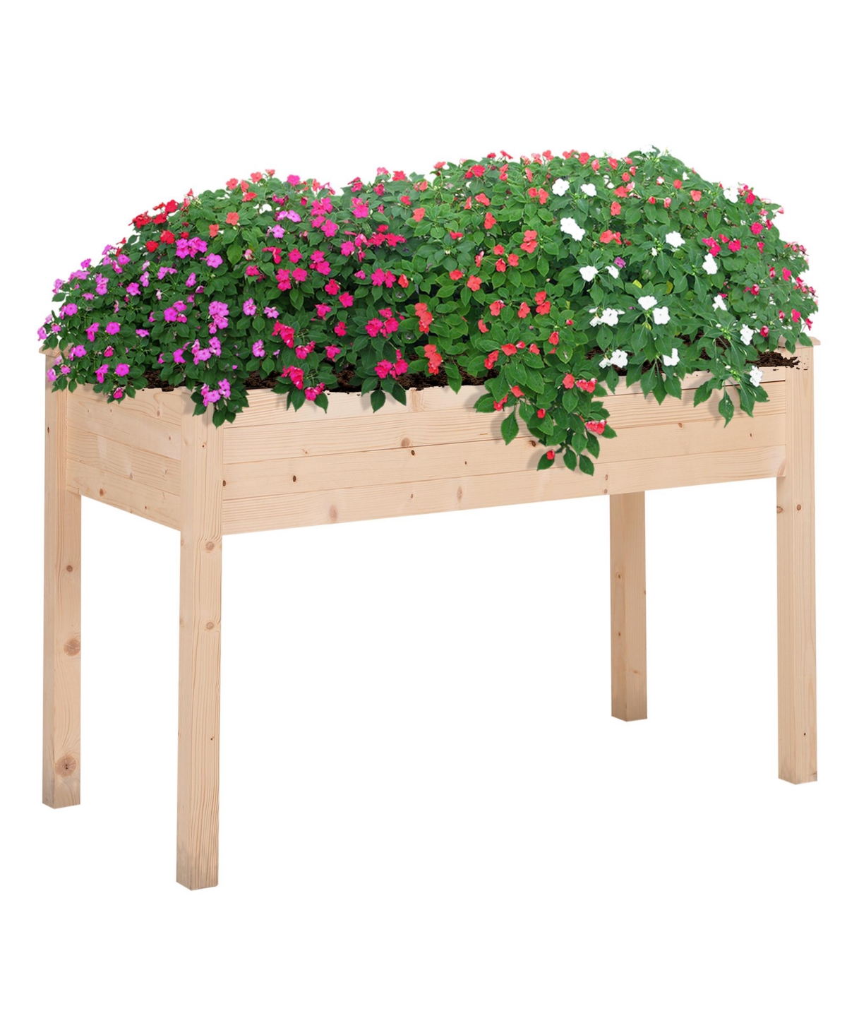Elevated Plant Workstation & Bed w/ Country Style & Inner Erosion Bag - Natural