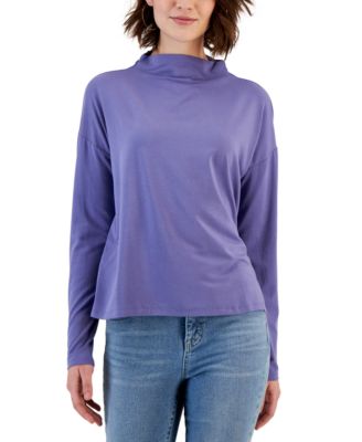 Eileen Fisher Women s Long Sleeve Funnel Neck Top Macy s