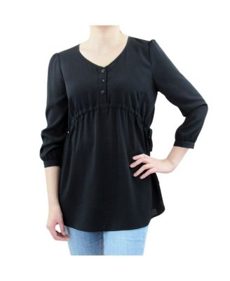 Maternity 3/4 Sleeve Button Front Babydoll Top