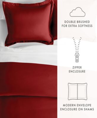 Double Brushed Solid Duvet Cover Set, Full/Queen