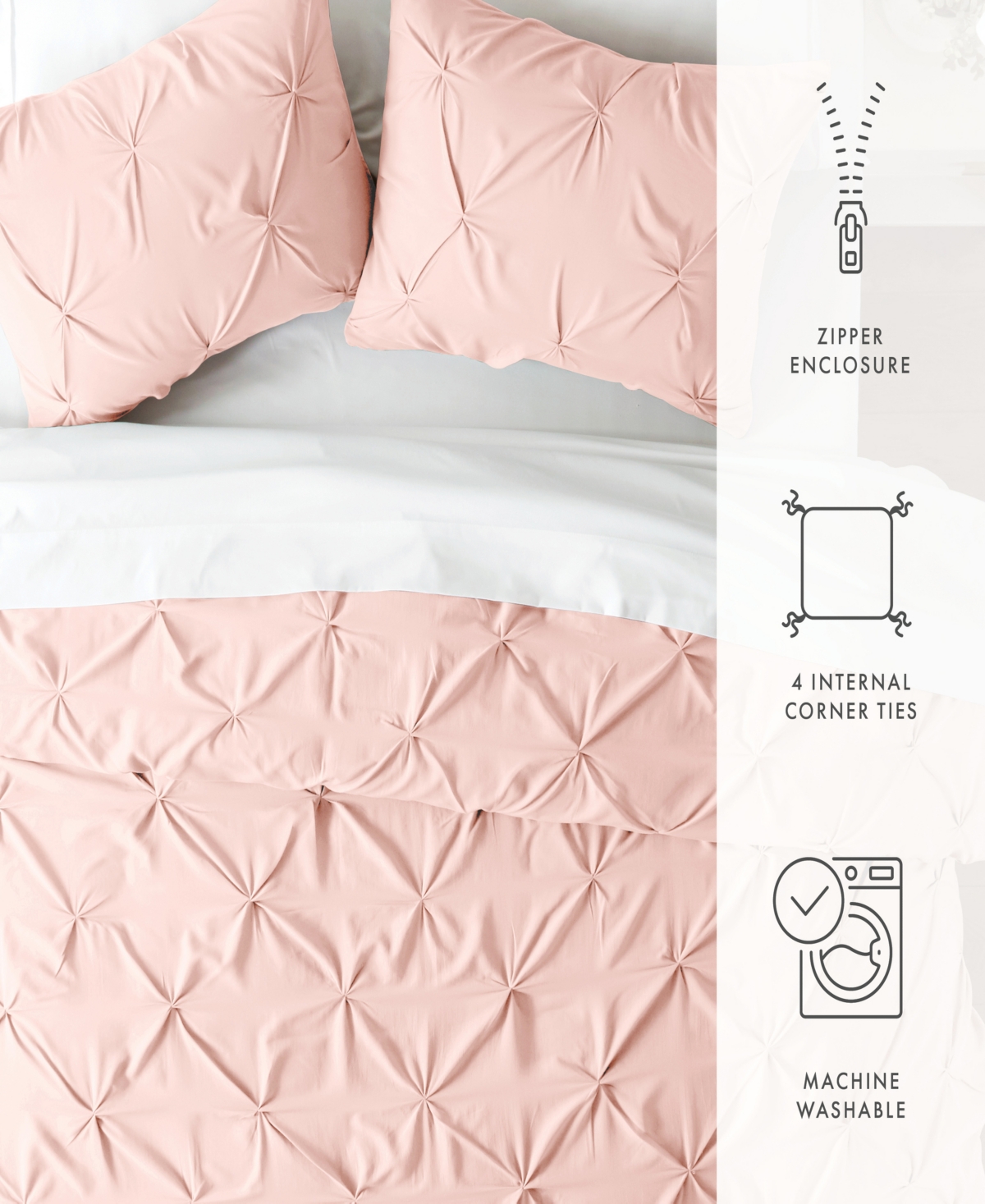 Home Collection Premium Ultra Soft 3 Piece Pinch Pleat Duvet Cover Set,