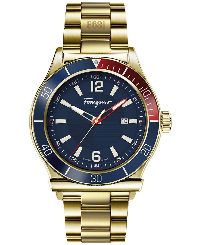 Salvatore ferragamo 1898 stainless steel black dial men's watch sales