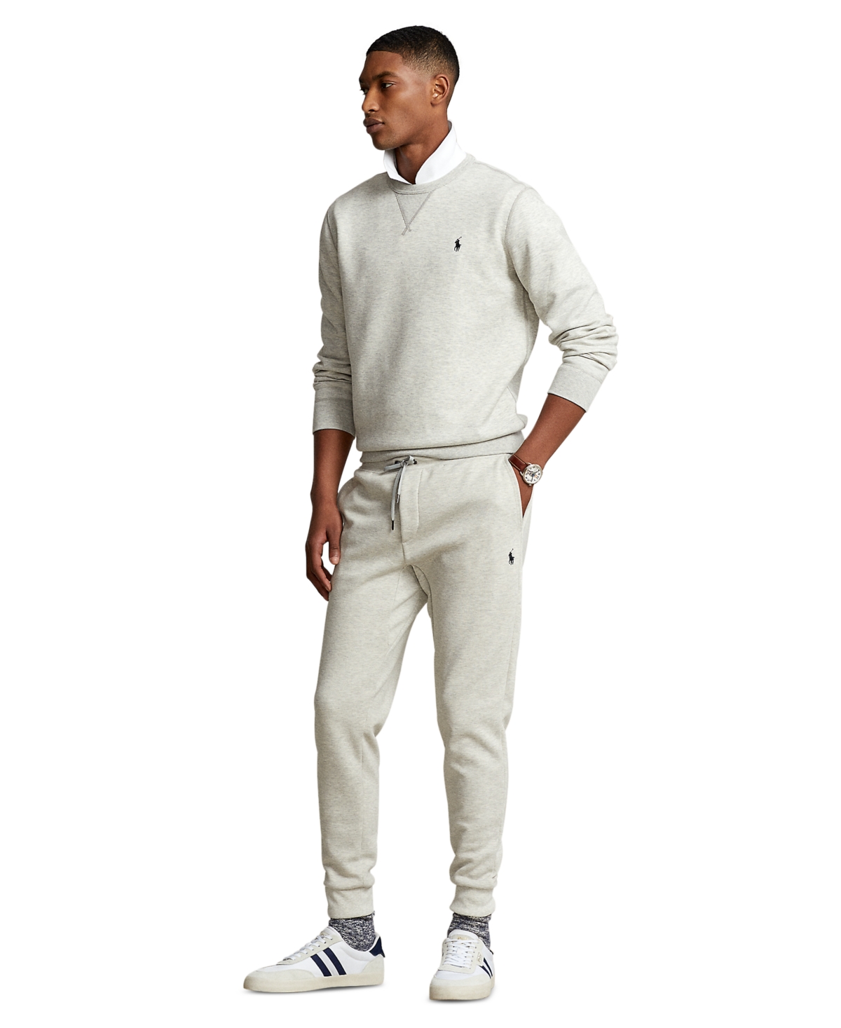 Polo Ralph Lauren Logo-embossed Double-knit Jogger Pant In Grey