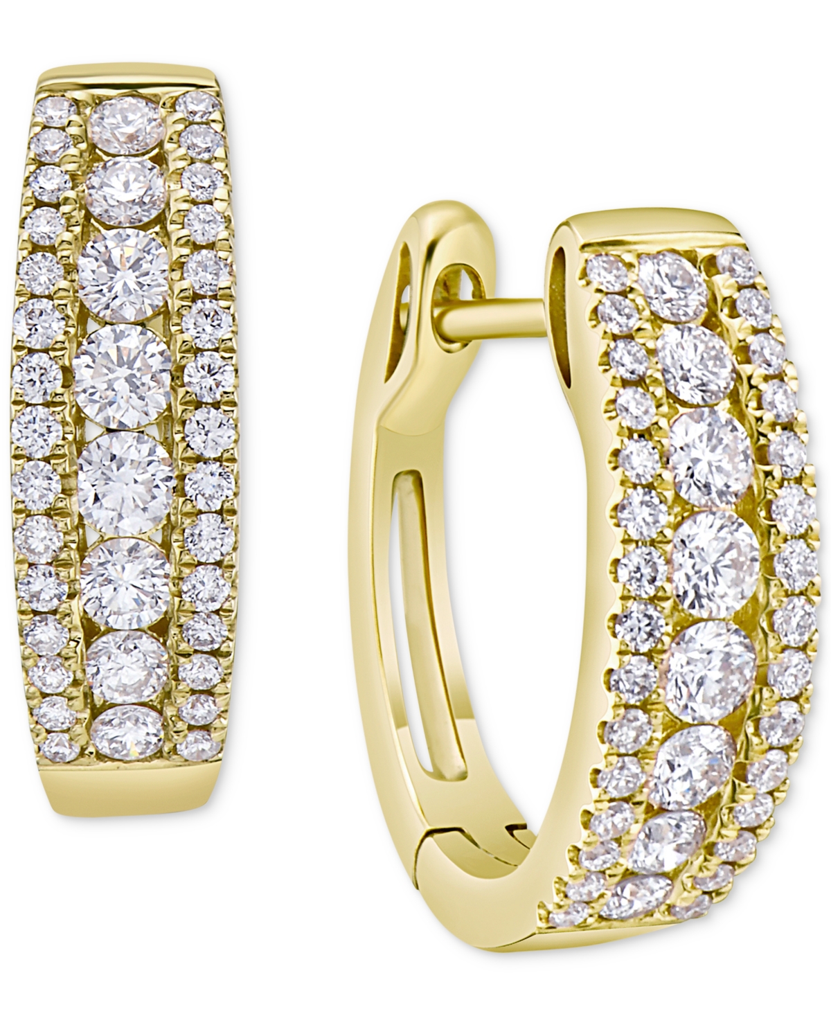 Macy's Diamond Small Hoop Earrings (3/4 Ct. T.w.) In Yellow Gold