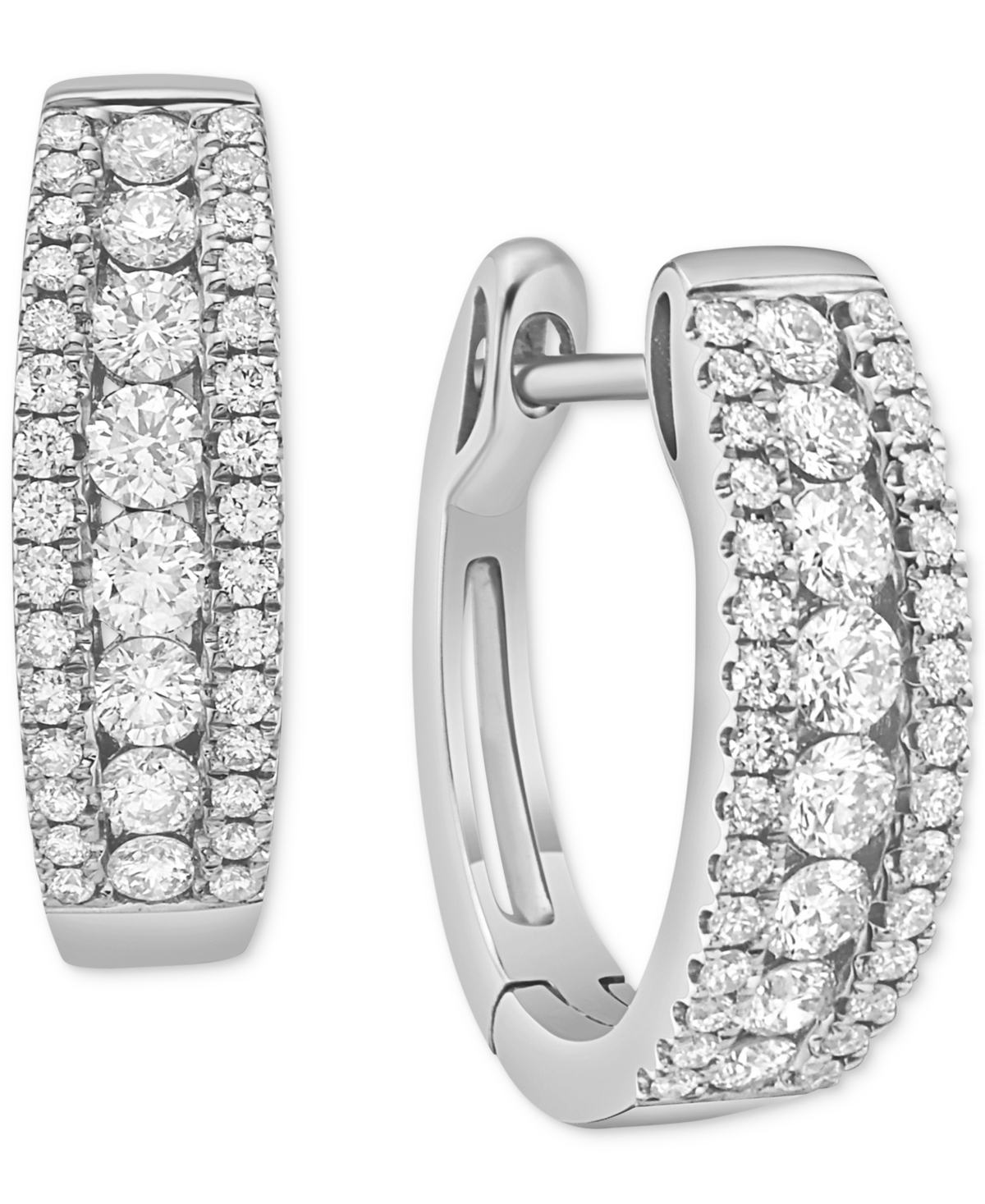 Macy's Diamond Small Hoop Earrings (3/4 Ct. T.w.) In White Gold