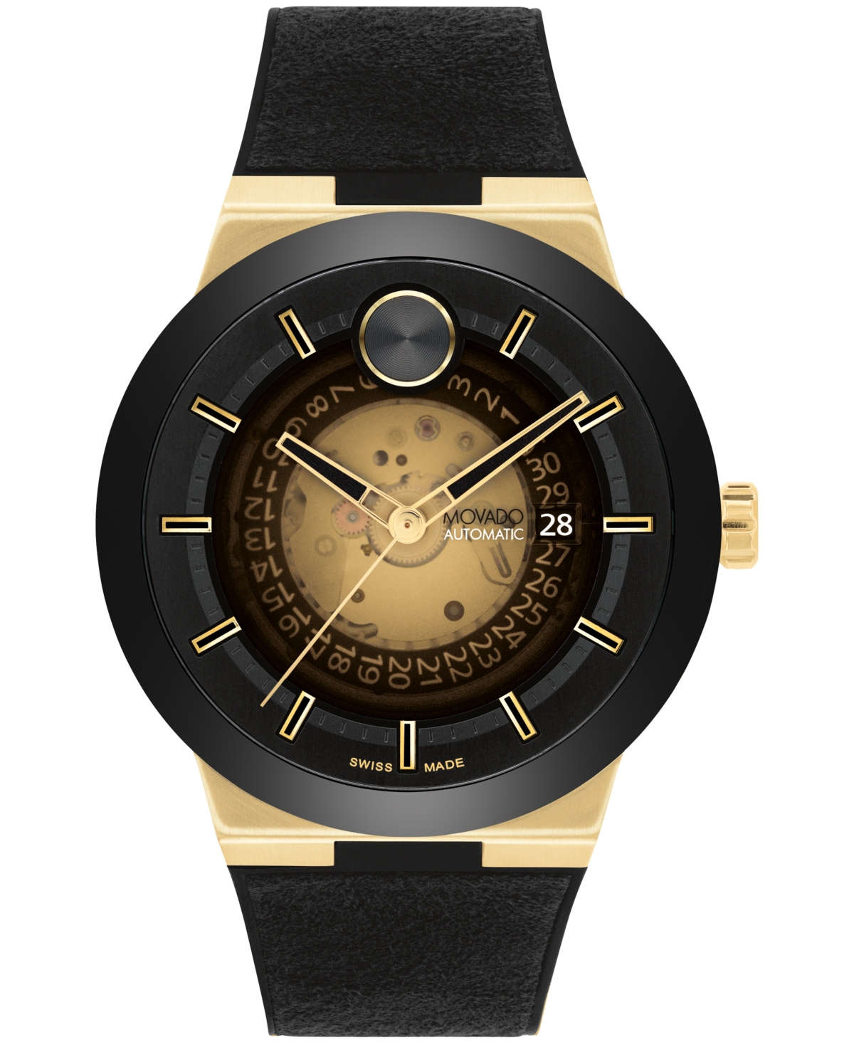 Shop Movado Men's Bold Fusion Swiss Automatic Black Silicone Strap Watch 44mm