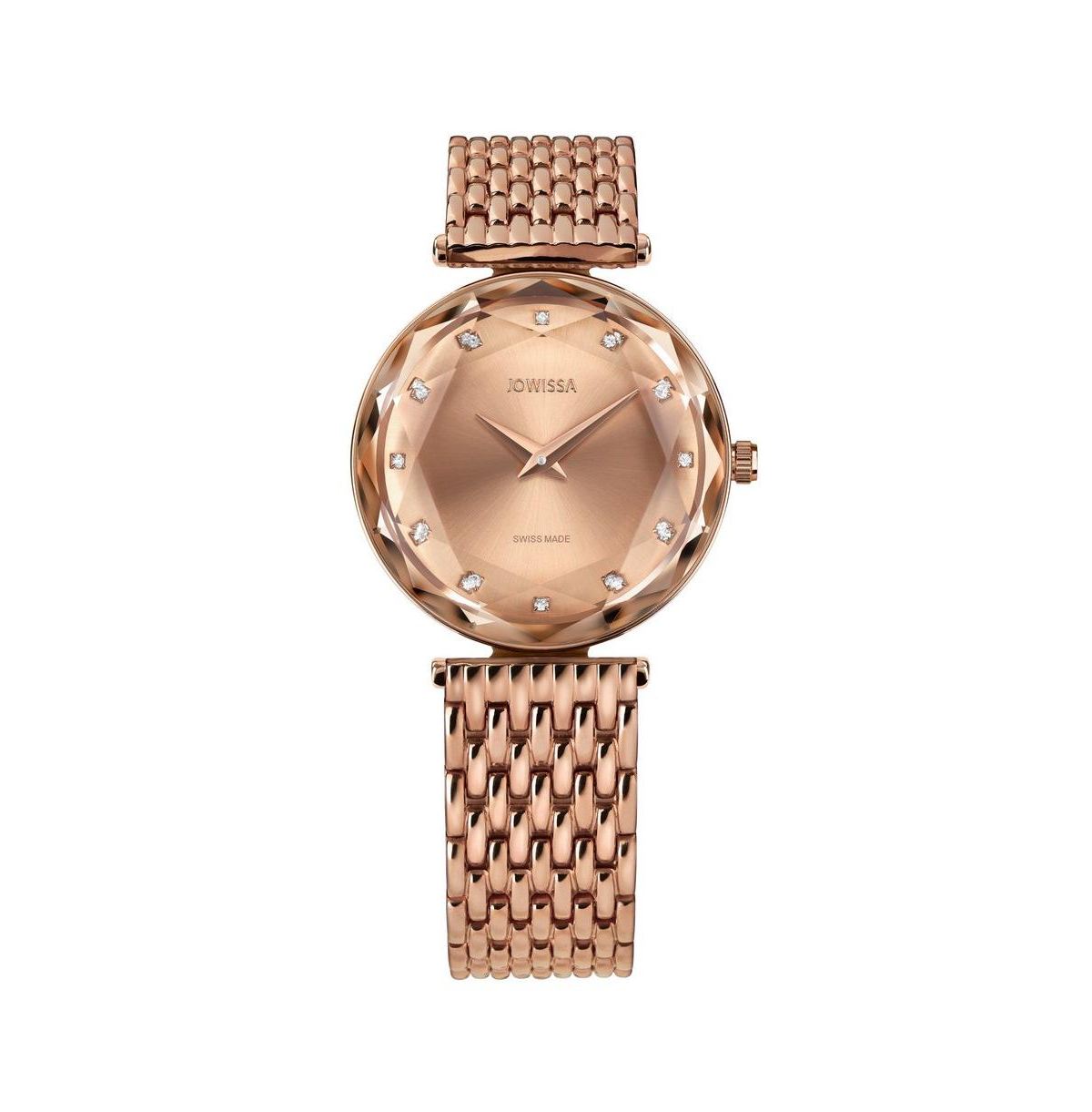 Facet Brilliant Swiss Rose Gold Plated Ladies 30mm Watch - Light/Pastel Pink