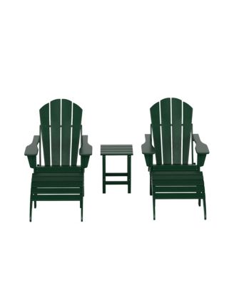 5 Piece Outdoor Adirondack Folding Chair with Ottoman Side Table Set