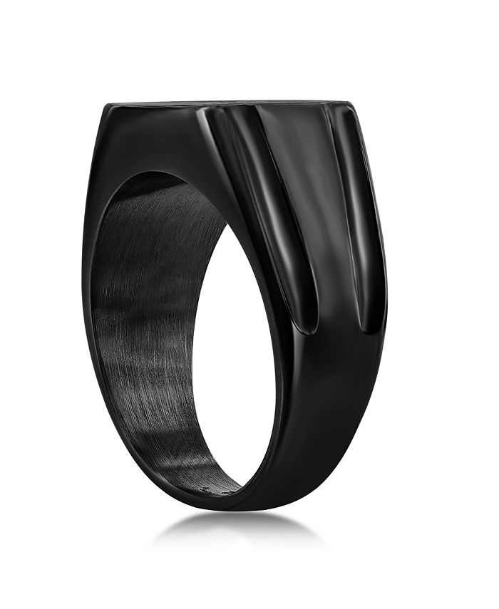 Blackjack Mens Stainless Steel CZ Square Ring - Black Plated - Macy's
