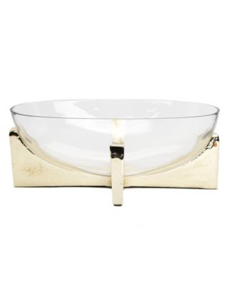 Glass Oval Bowl on Block Base