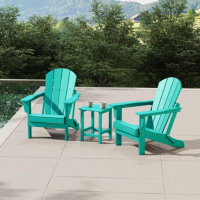 3 Piece Set Outdoor Folding Adirondack Chairs with Side Table