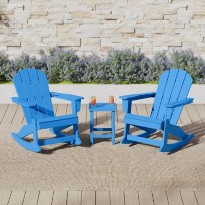 3 Piece set Outdoor Patio Poly Adirondack rocking chairs with side table