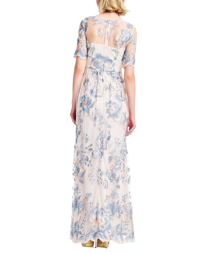 Adrianna Papell Women's Embroidered Illusion Gown & Reviews - Dresses ...
