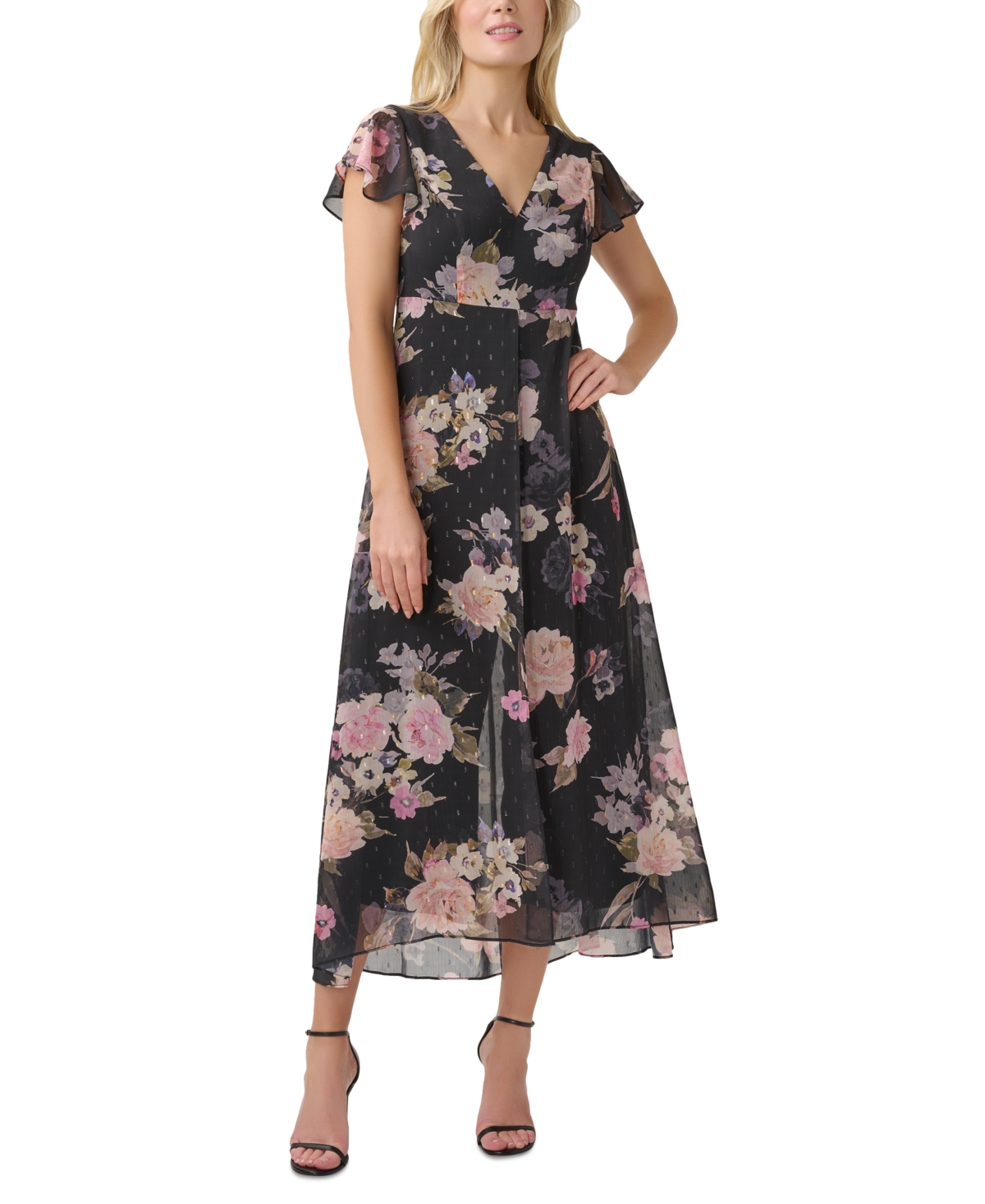  Adrianna Papell Women's Floral-Print Overlay Jumpsuit