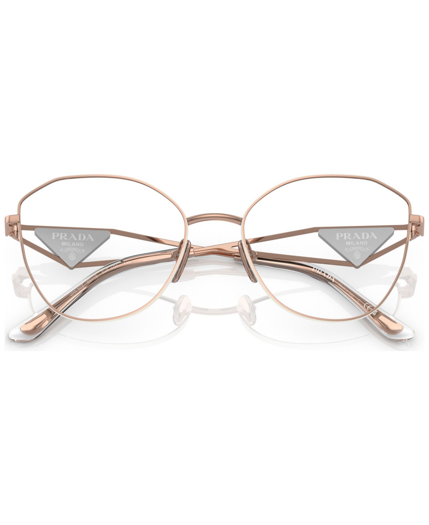 Женские очки Prada Woman Irregular Metal PR 52ZV Eyeglasses, цвет: Розовый золотой — фото 5