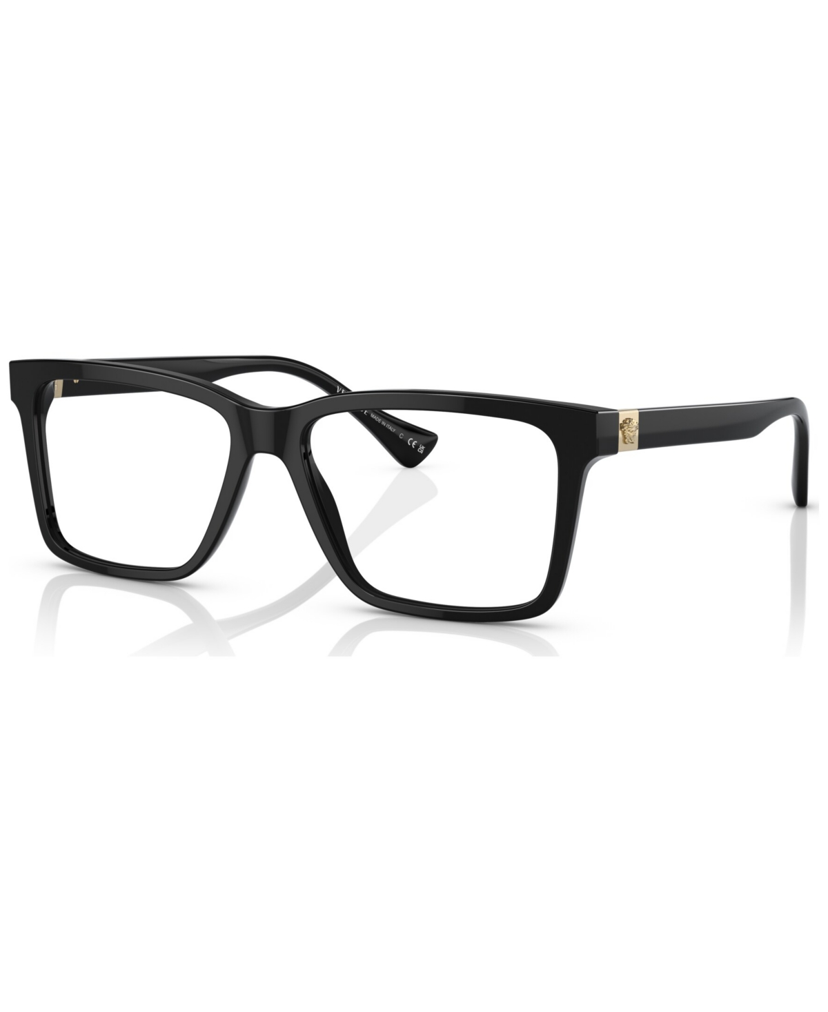 Men's Rectangle Eyeglasses, VE332856-o - Black