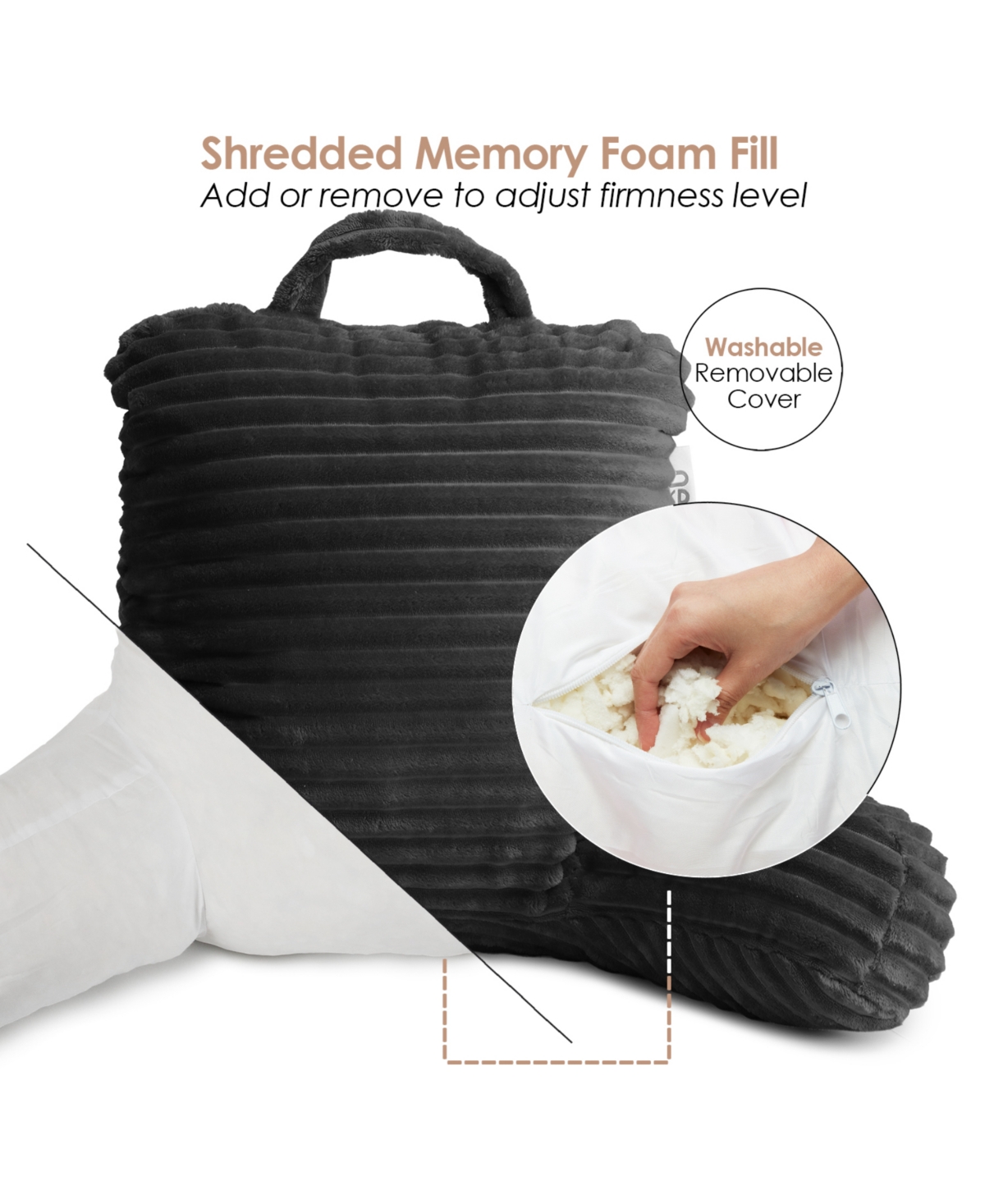 Nestl Cut Plush Striped Reading Pillow with Arms