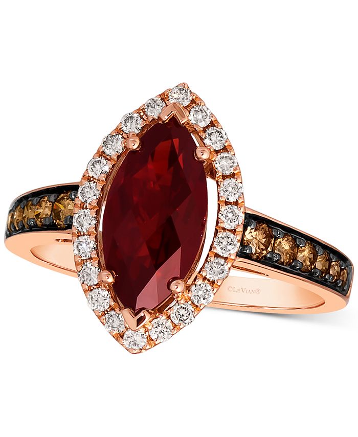 Le Vian Pomegranate Garnet (2 ct. .) & Diamond (1/2 ct. .) Halo Ring  in 14k Rose Gold & Reviews - Rings - Jewelry & Watches - Macy's