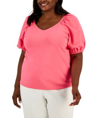 Anne Klein - Plus Size NYC Compression Puff Sleeve Top