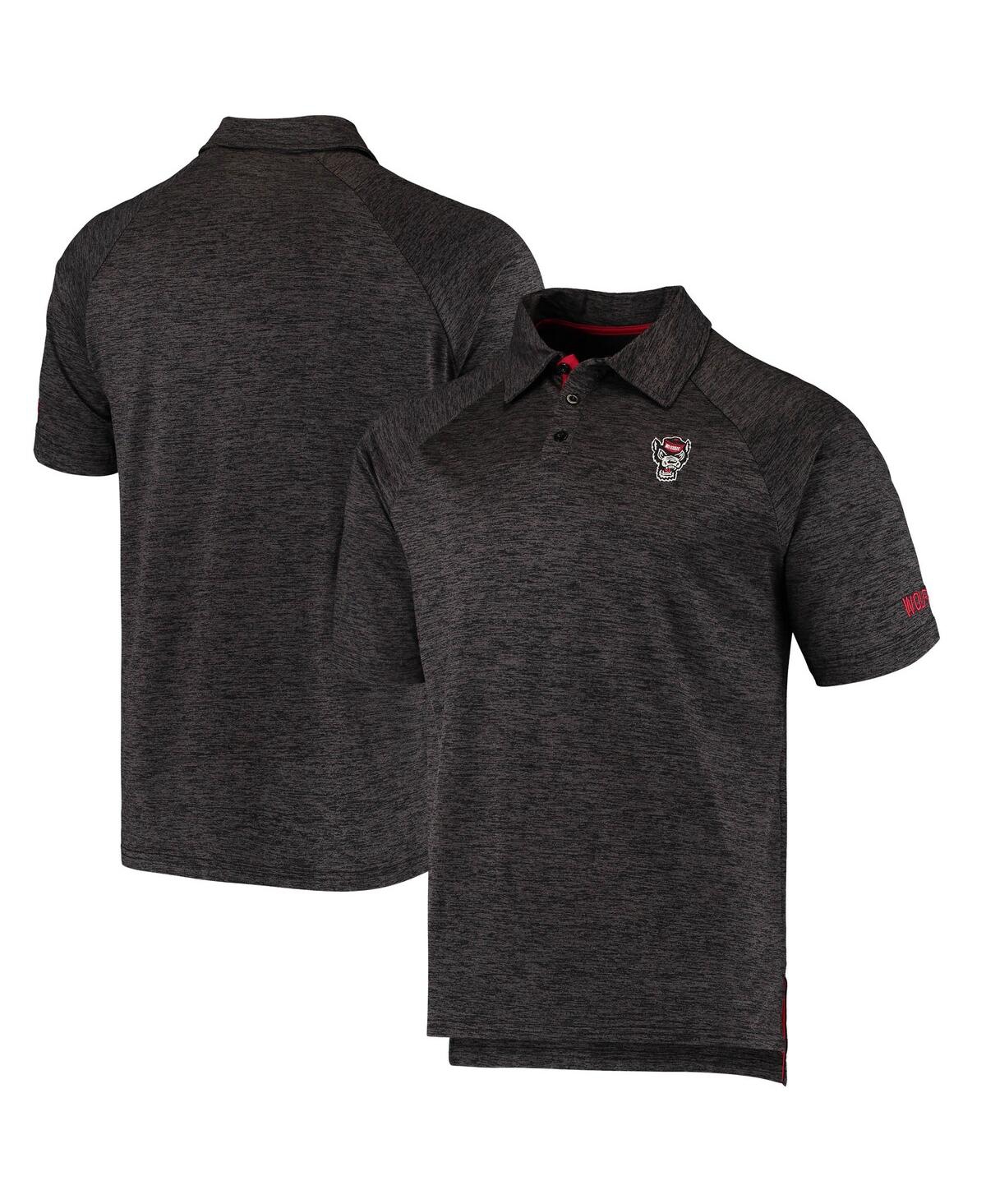 Colosseum Heathered Black Nc State Wolfpack Logo Down Swing Raglan Polo In Heathered Black
