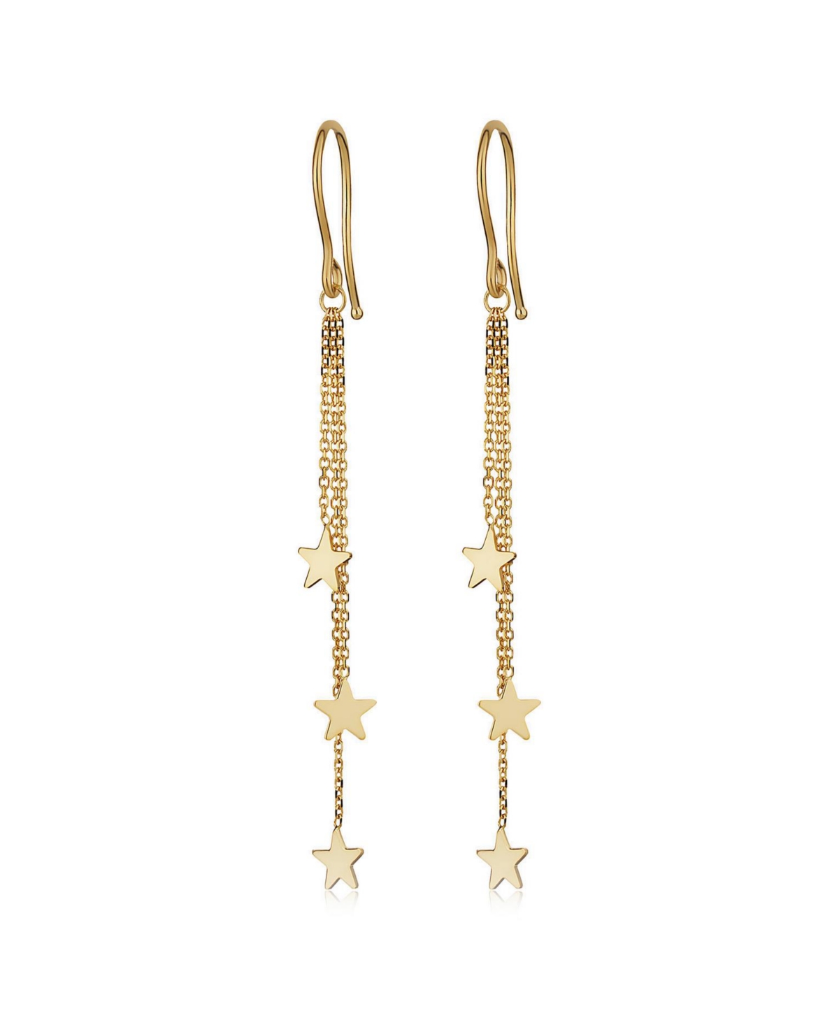 Oradina 14k Yellow Gold Starry Night Triple Drop Earrings In Yellow Gold