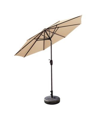 9 Ft Outdoor Patio Market Umbrella with Bronze Round Base