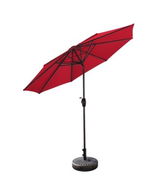 9 Ft Outdoor Patio Market Umbrella with Bronze Round Base