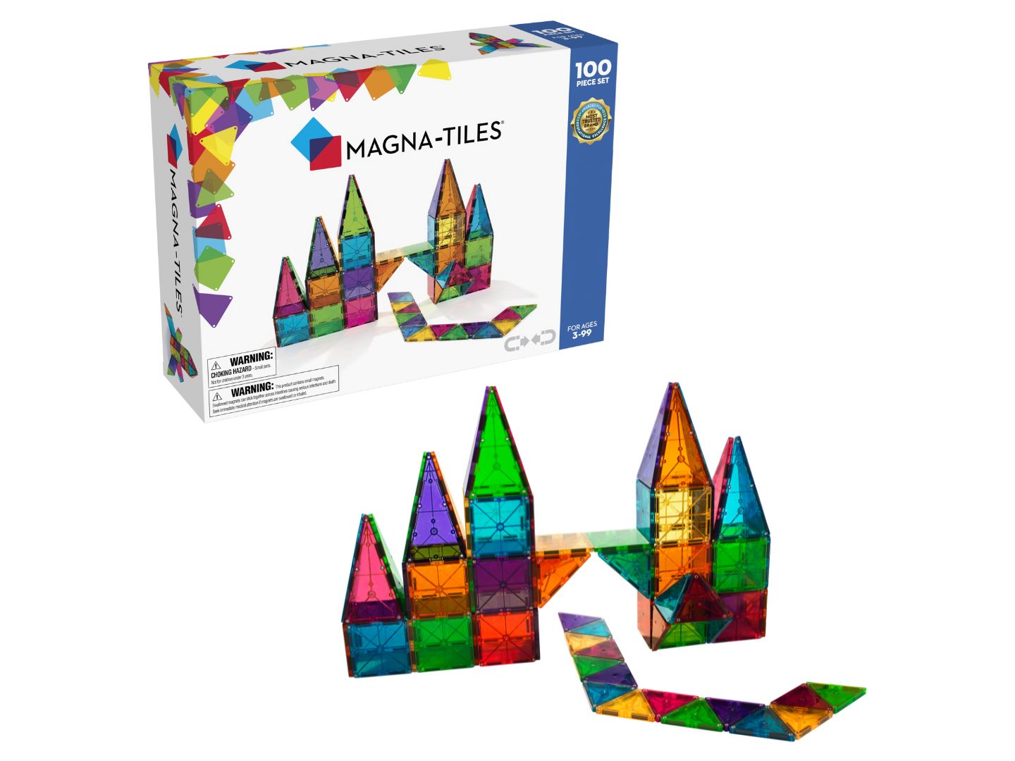 Детский конструктор Magna-Tiles® MAGNA-TILES Classic 100-Piece Magnetic Construction Set — фото 1