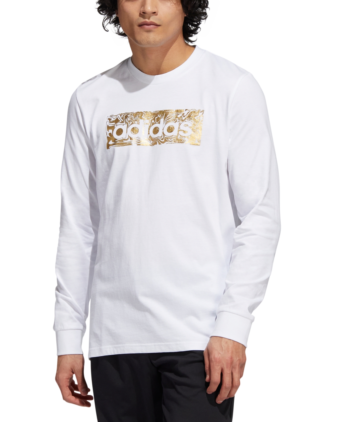 adidas Men's Metallic Liquid Logo Graphic Long-Sleeve T-Shirt