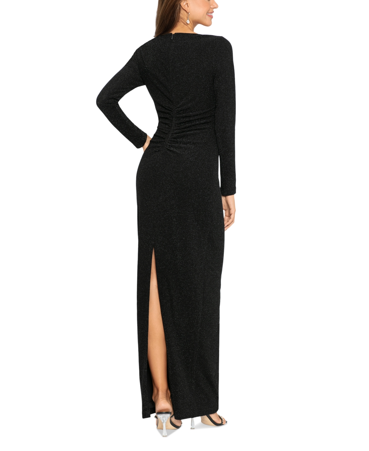 Xscape Women's Long-Sleeve Metallic Cutout Dress