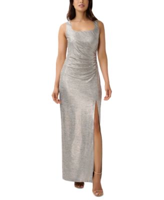 Adrianna Papell - Women's Metallic Ruched Square-Neck Gown