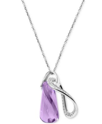 Amethyst (9 ct. t.w.) & Cubic Zirconia (1/3 ct. t.w.) 18" Pendant Necklace in Sterling Silver