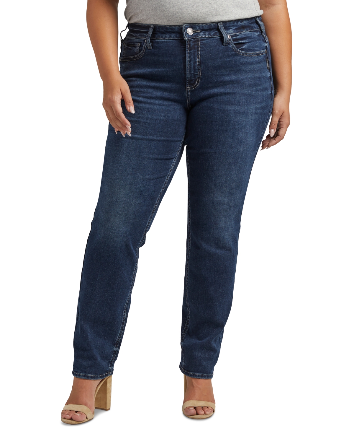 Silver Jeans Co. Plus Size Suki Mid Rise Straight Leg Jeans In Indigo