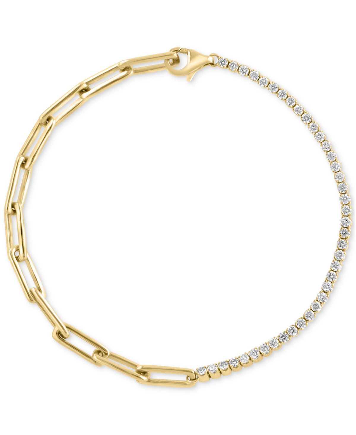 Effy Collection Effy Diamond Paperclip Link Demi Bracelet (3/4 Ct. T.w.) In 14k Gold