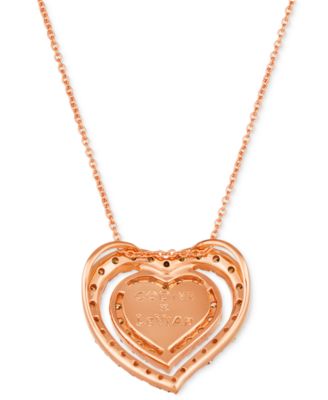GODIVA x Le Vian&reg; Chocolate & Nude Diamond (1-1/4 ct. t.w.) Heart 20" Adjustable Pendant Necklace in 14k Rose Gold