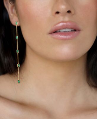 Linear Baguette Earrings in 18K Gold Plating