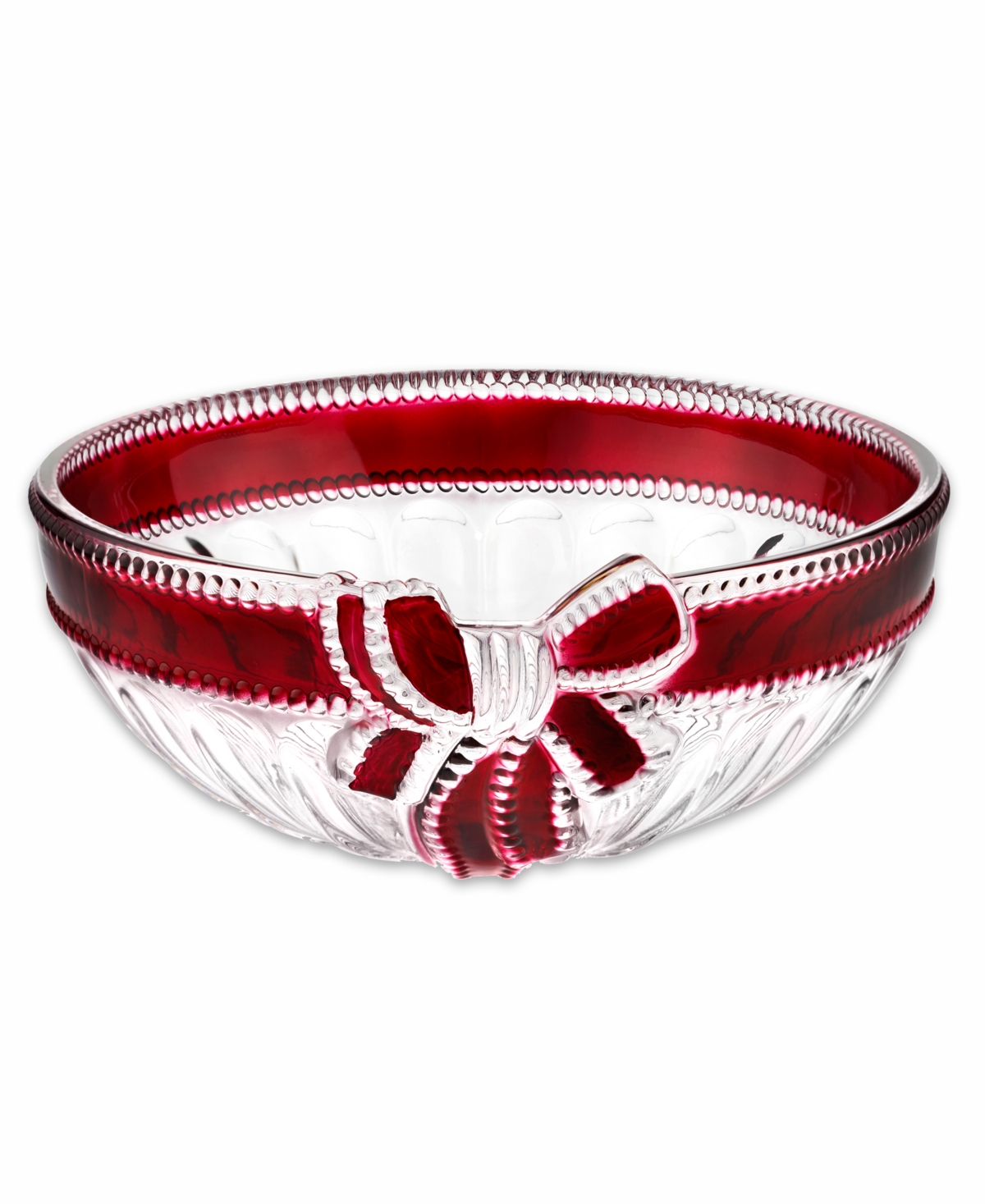 Godinger Bowl With Red Bow And Red Accented Border